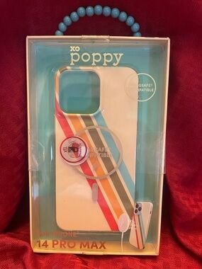 Poppy iPhone 14 Pro Max Case with Colorful Diagonal Stripes